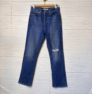 Levis Jeans Womens Size 28 Wedgie Straight Medium Wash Button Fly Stretch